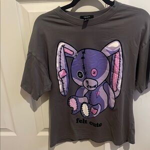 Trendy  Gray Graphic T-Shirt Small